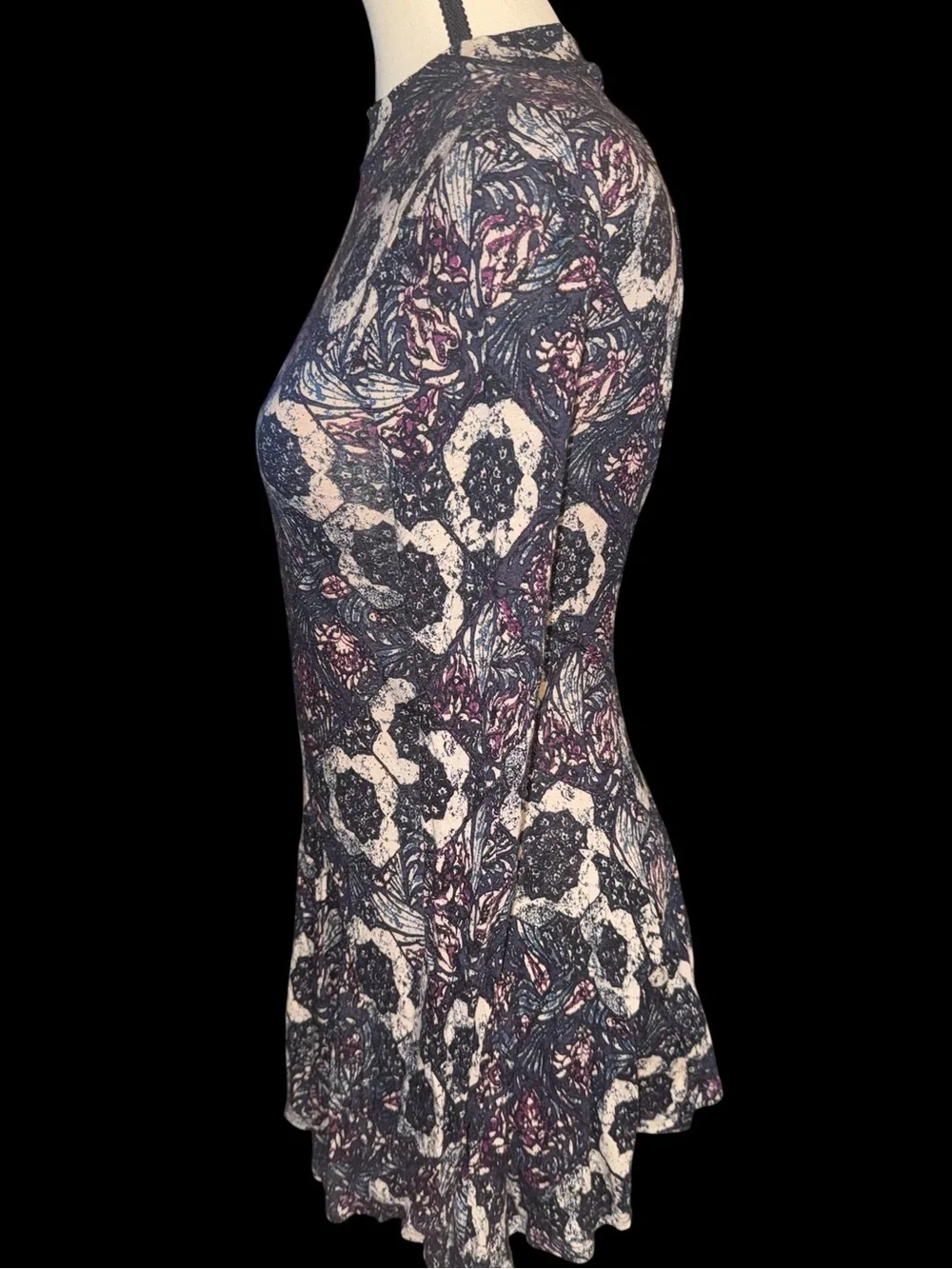 Free People Annabelle Tunic Mini Dress Womens XS Plum Open Back High Neck Boho